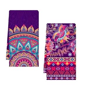 Purple mandala Kitchen towels set boho home decor all purposes